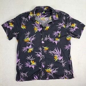 Quiksilver Mens XL Shirt Regular Fit Tropical Bird of Paradise Floral Buttons